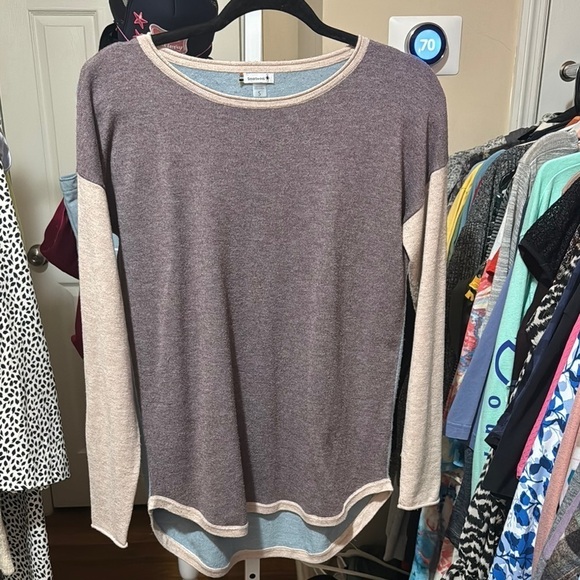 Gray Cuffed Crew Neck and Scoop Neck Long Sleeve Top by Smartwool - Picture 1 of 5
